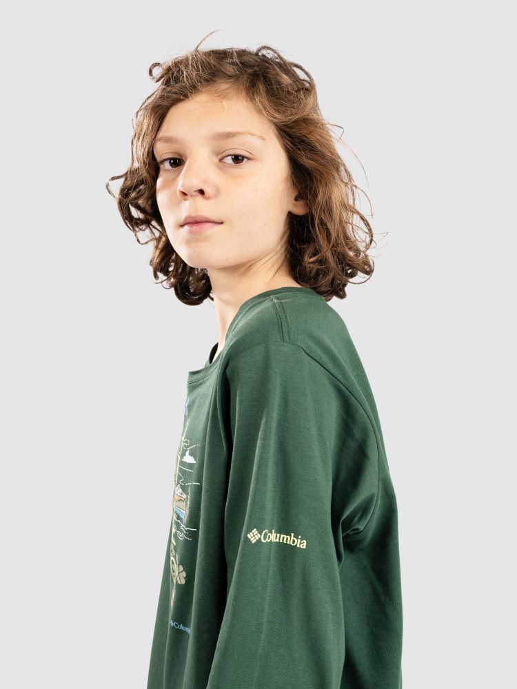 Лонгслив Columbia Dobson Pass Kids Longsleeve T-Shirt, rain forest/ hike on — фото 4