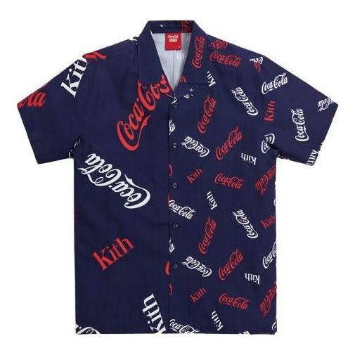 

Рубашка x coca cola printed camp collar shirt 'navy' Kith, синий
