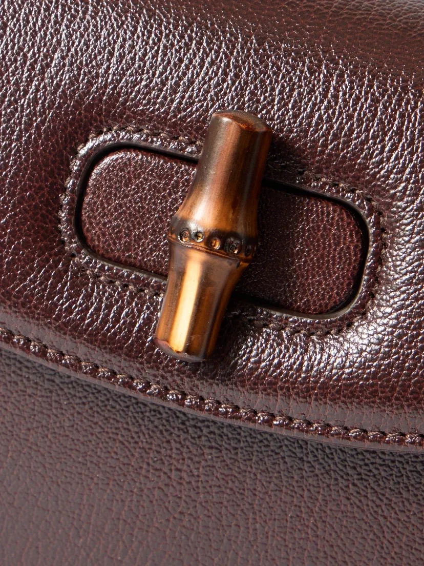 Малая сумка тоут GUCCI Bamboo 1947 из текстурированной кожи, коричневый — фото 4