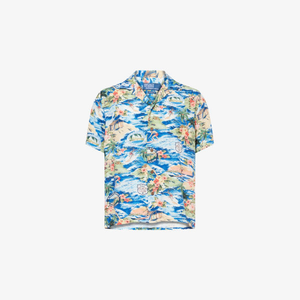 

Рубашка из ткани с пляжным принтом, классического кроя Polo Ralph Lauren, цвет 6704 polo surf scenic