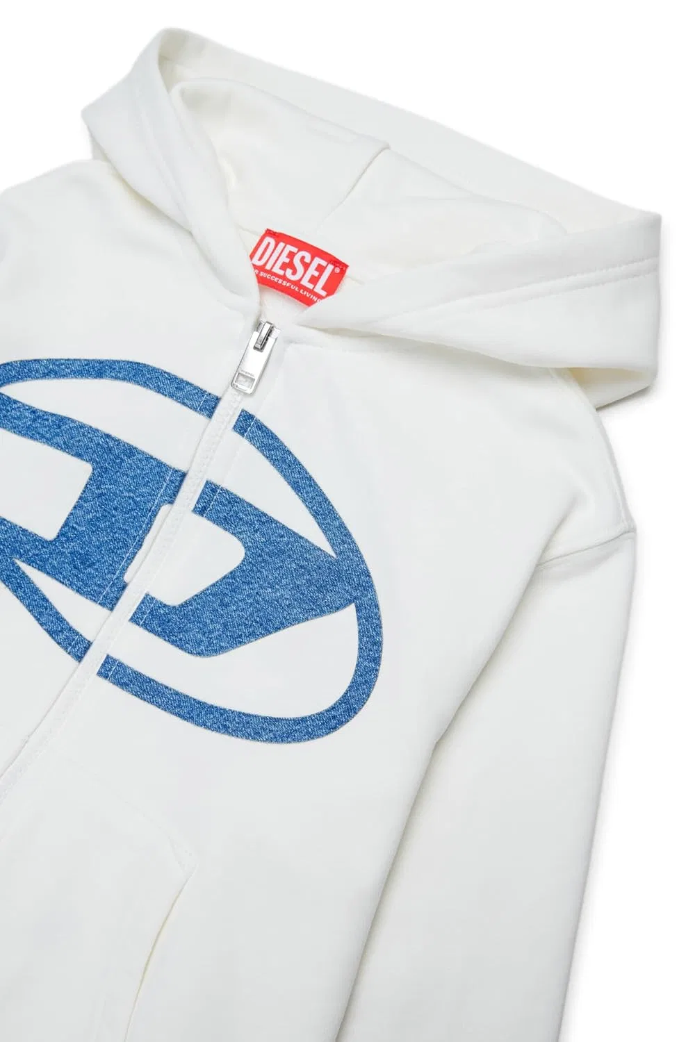 Детская толстовка Diesel с капюшоном, логотипом и крупным логотипом, Off-White — фото 2