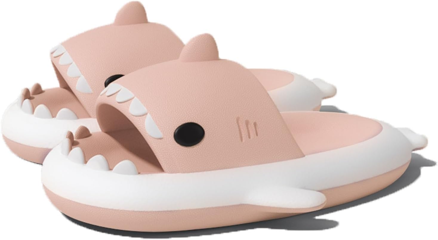 

Сланцы Zureto Shark, двухцветные с изображением акулы, унисекс, Шлепацы с акулами, противоскользящие, милые повседневные пляжные сандалии, белый/розовый