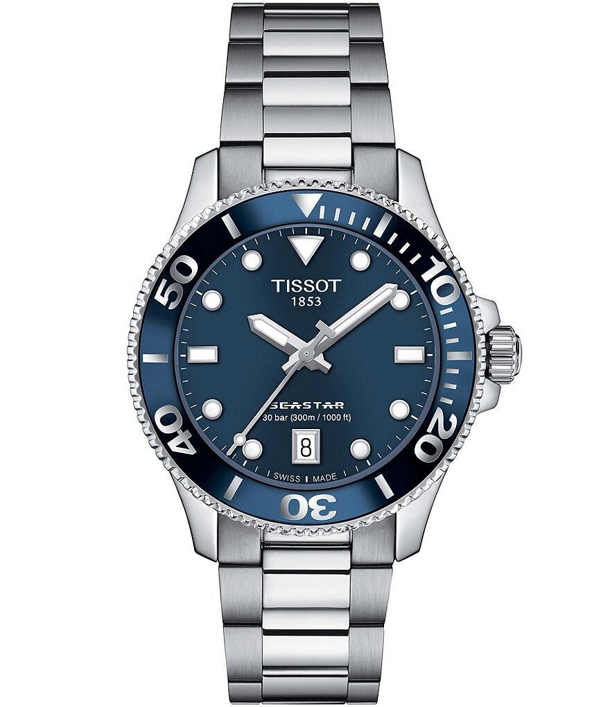 

Tissot Sport Collection унисекс Seastar 1000 Кварцевые аналоговые часы-браслет из нержавеющей стали, серебро
