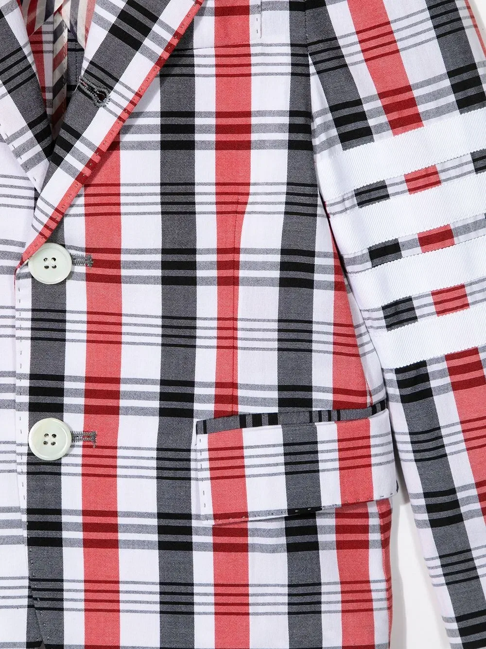 Блейзер с клетчатым принтом Thom Browne Kids, красный — фото 4