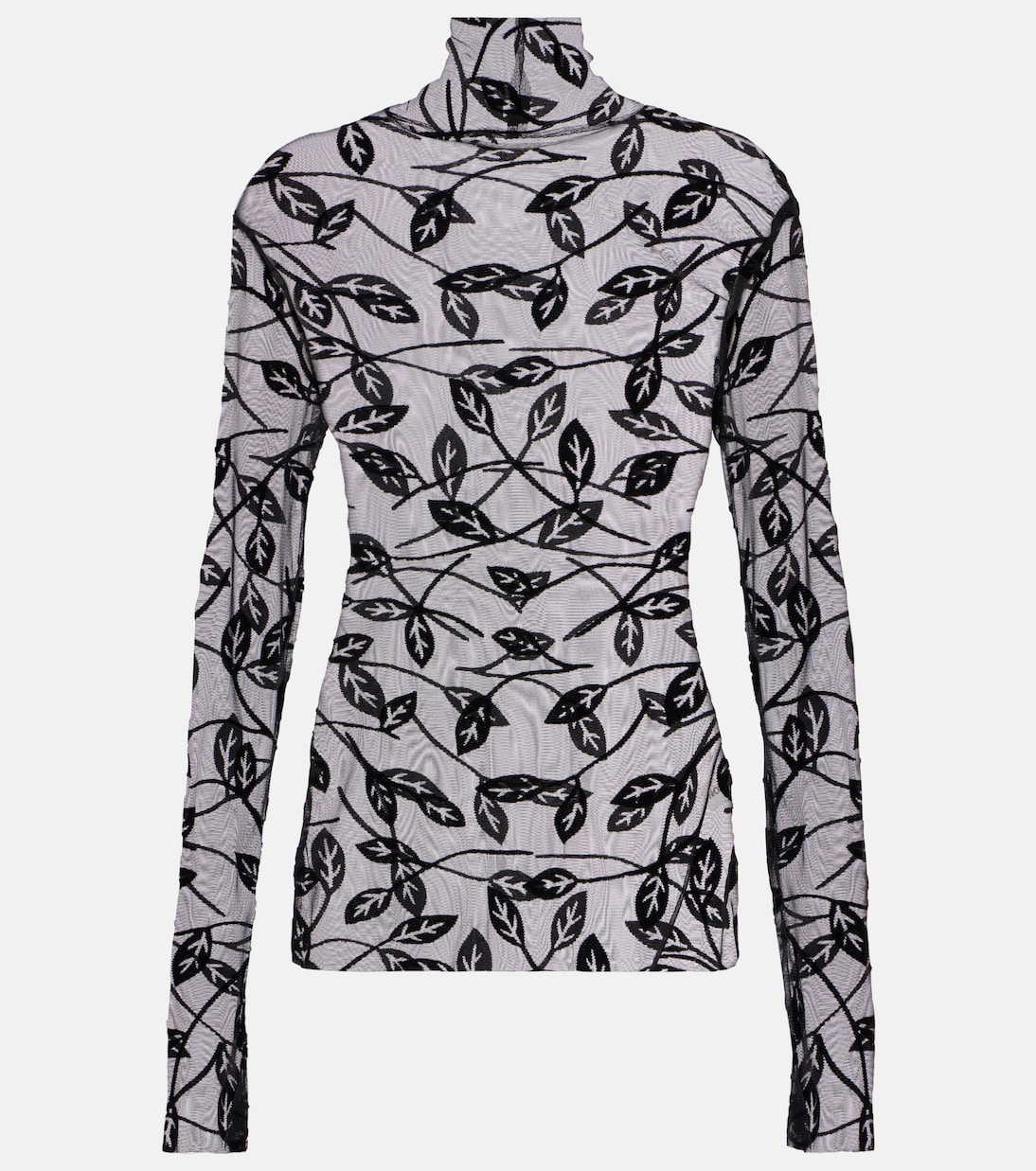 

Прозрачный топ с высоким воротом Norma Kamali, Black Leaf