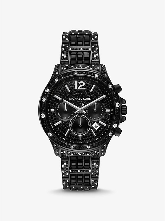 

Ограниченная серия больших часов с шалфейным паве в черном цвете Michael Kors, черный
