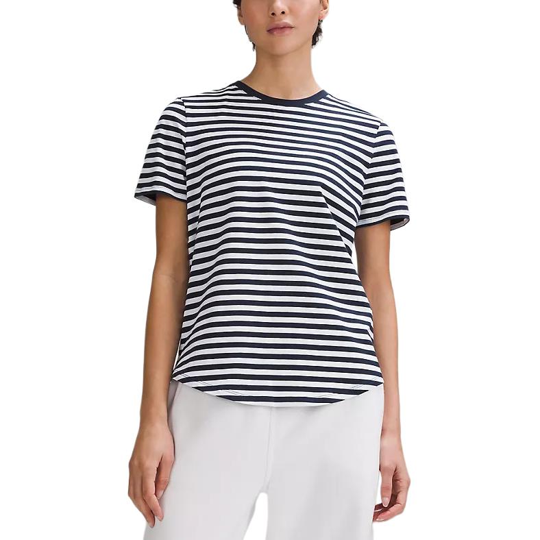 

Футболка женская Lululemon True Stripe True Navy White/Genuine Stripes, Голубая Натуральная, Белая