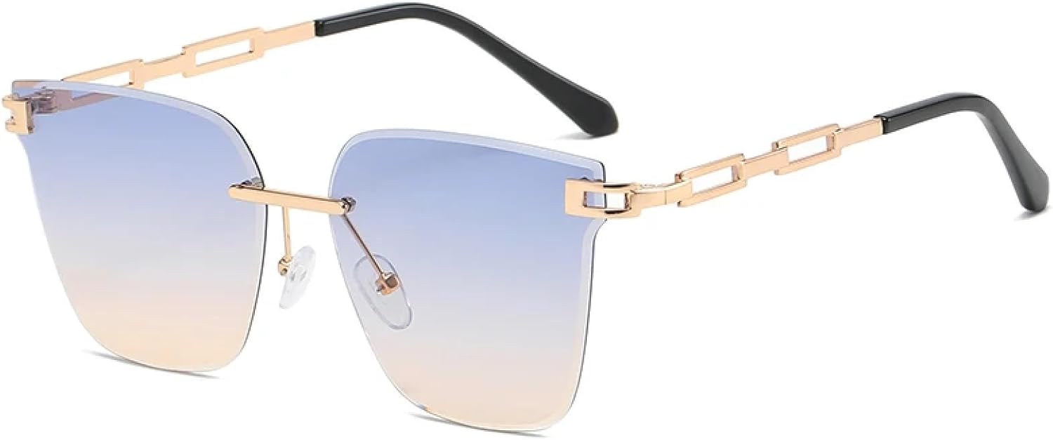 

Солнцезащитные очки с защитой от УФ-излучения UV400 | Без оправы, линзы «кошачий глаз» с градиентной огранкой | Для женщин и мужчин, для занятий спортом на открытом воздухе и вождения DSVIGF, Blue Brown