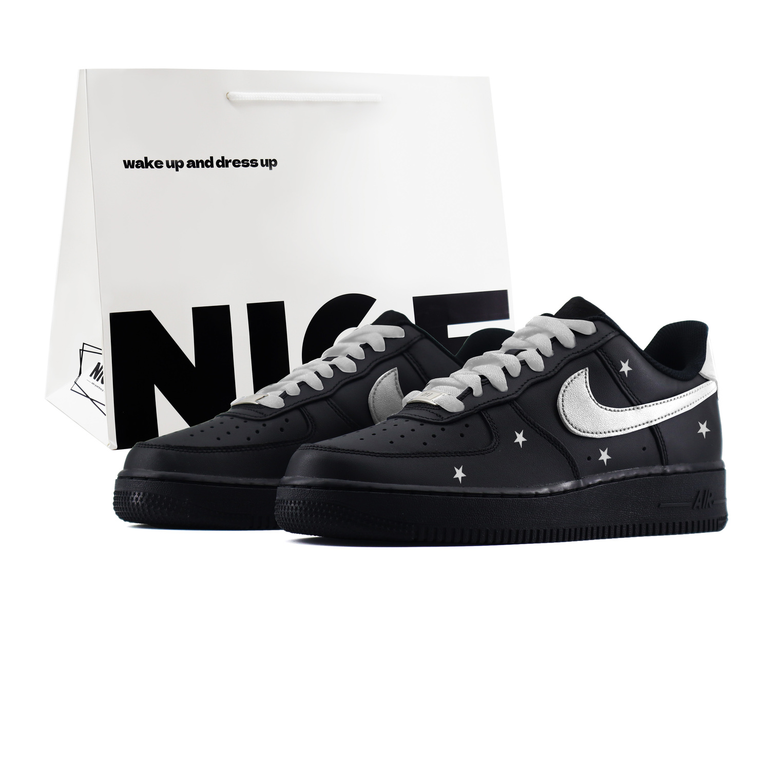 

Кроссовки для скейтбординга Air Force 1 Kids Nike, черный серебряный