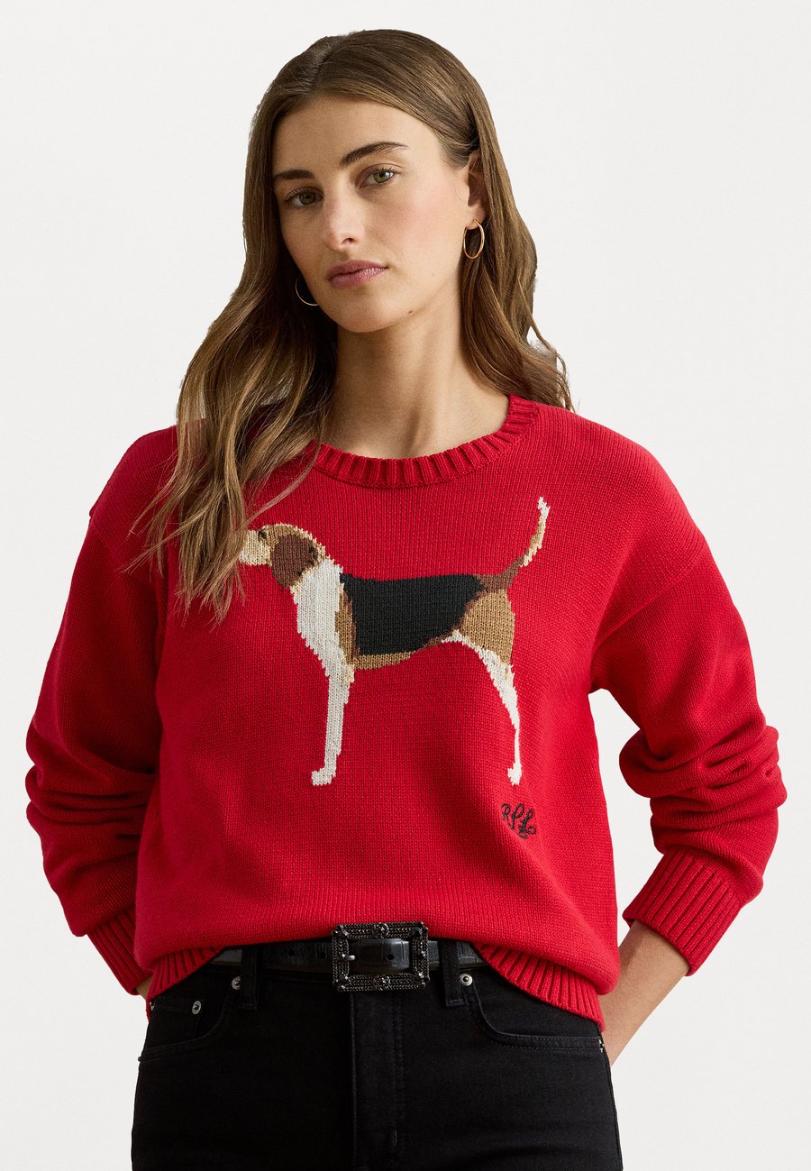 

Джемпер Lauren Ralph Lauren Petite INTARSIA-KNIT FOXHOUND COTTON SWEATER, Ralph Red Multi/Red
