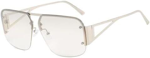 

Ретро-солнцезащитные очки для женщин, винтажная металлическая оправа; мужские солнцезащитные очки с прозрачными линзами и защитой от УФ-излучения UV400 MTZJH, Silver Champagne