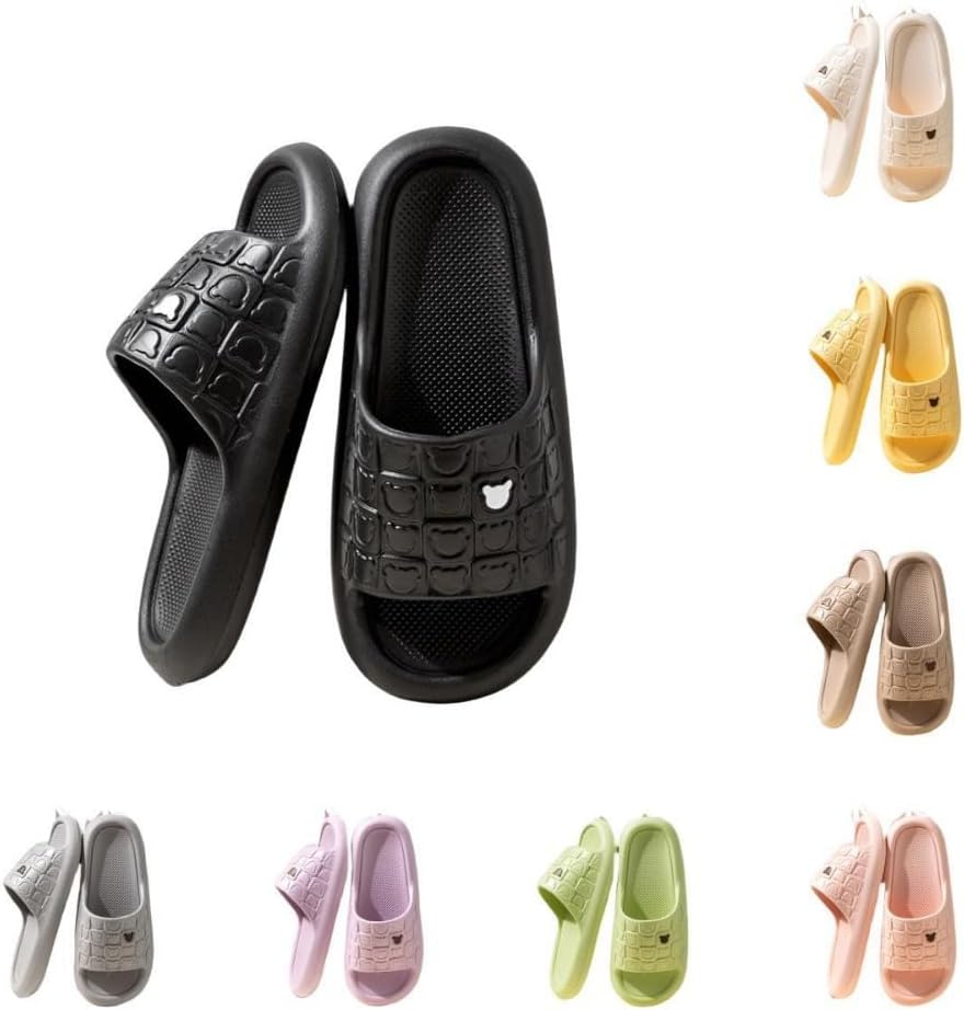 

Женские тапочки ALBIVA с милым медвежонком, летние, мягкая подошва, нескользящие сандалии для дома и улицы, кавайные подарки для женщин и мужчин, черный