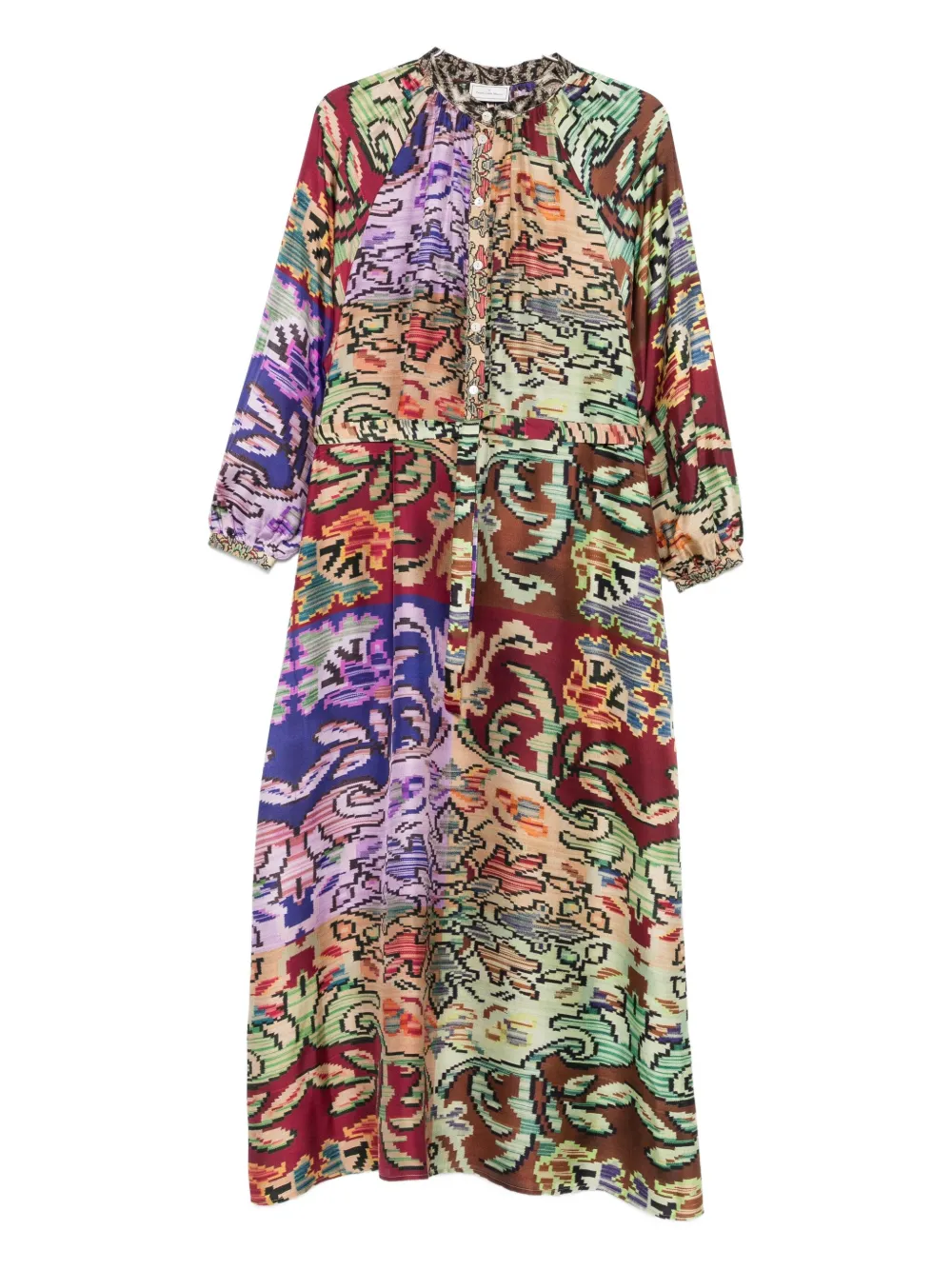 

Шелковое платье макси с пуговицами спереди Pierre-Louis Mascia, коричневый