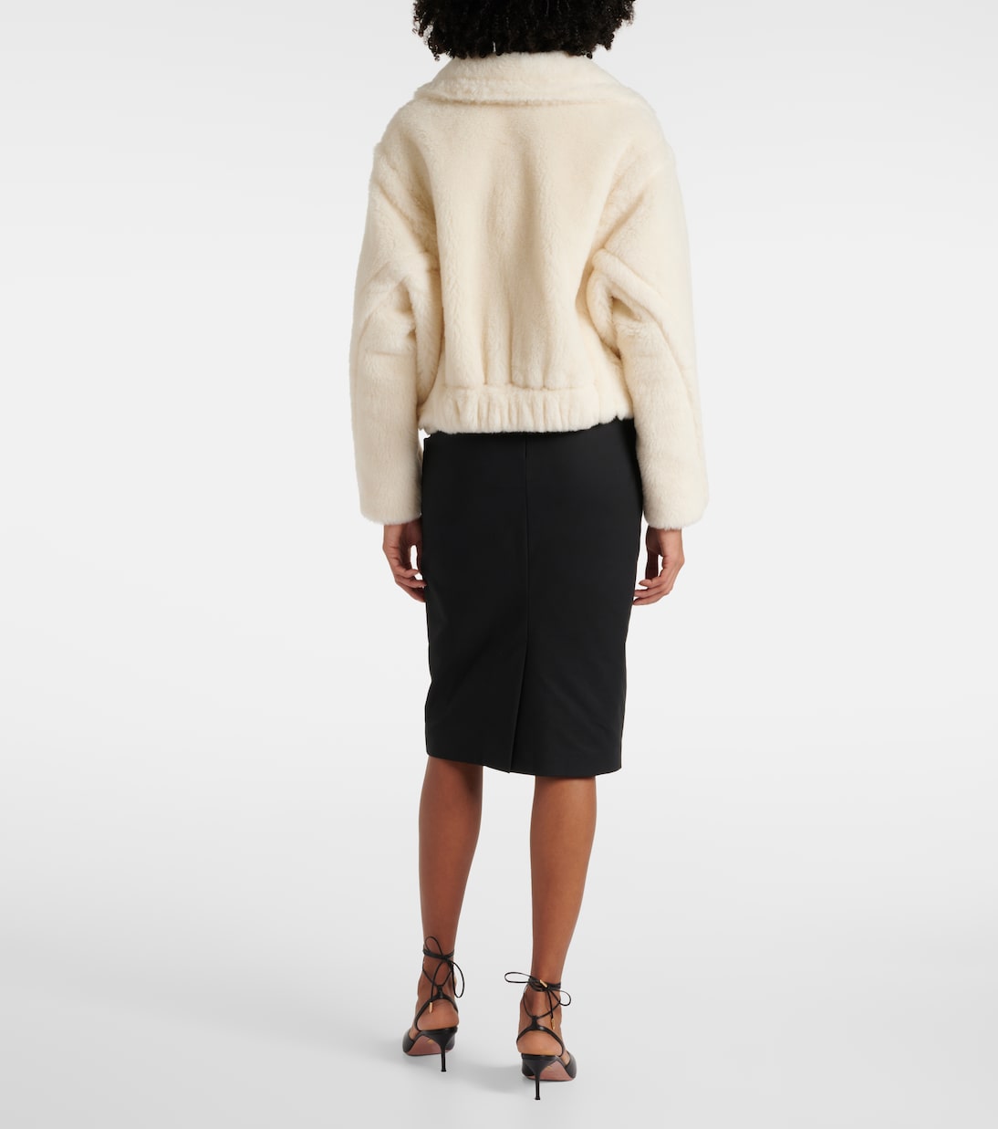 Пальто-тедди из альпаки, шерсти и шелка Oggeri Max Mara, Bianco — фото 3