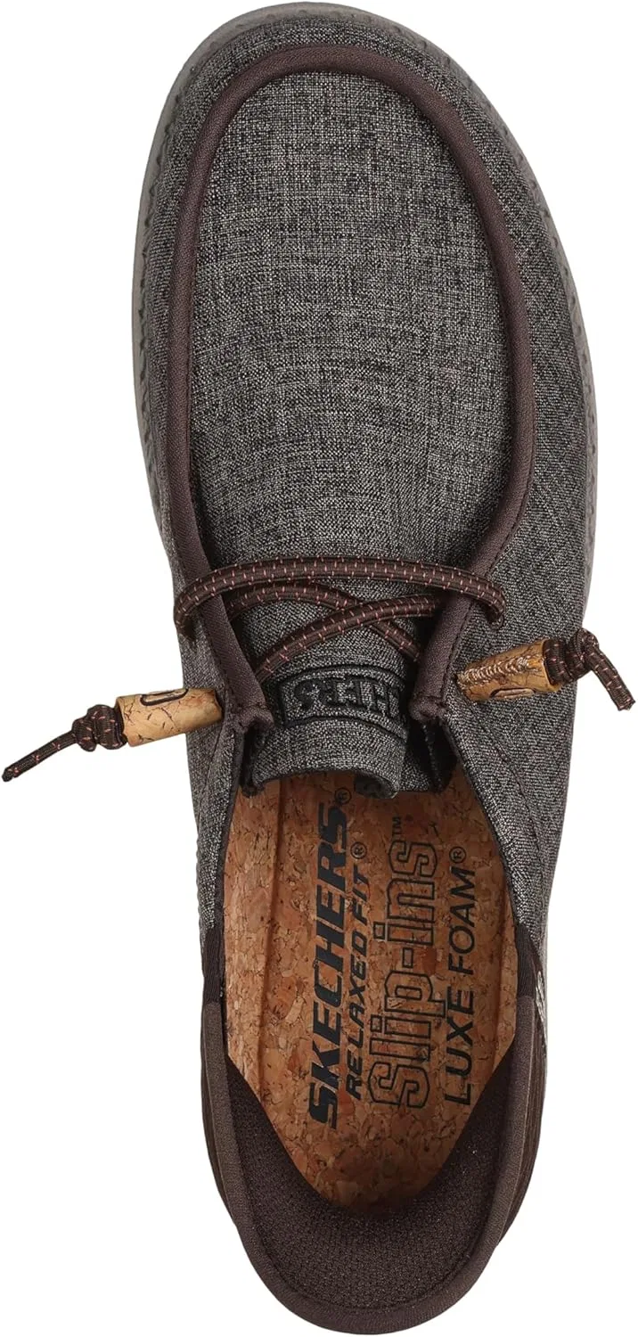 Мужские слипоны Skechers Hands Free: свободный крой: туфли Melson-Vaiden с мокасиновым носком, Chocolate Brown — фото 4