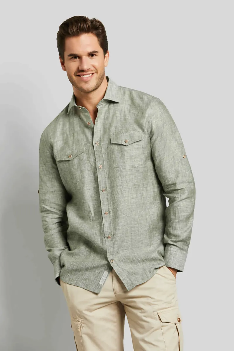

Рубашка bugatti с длинными рукавами и нагрудными карманами, зеленый