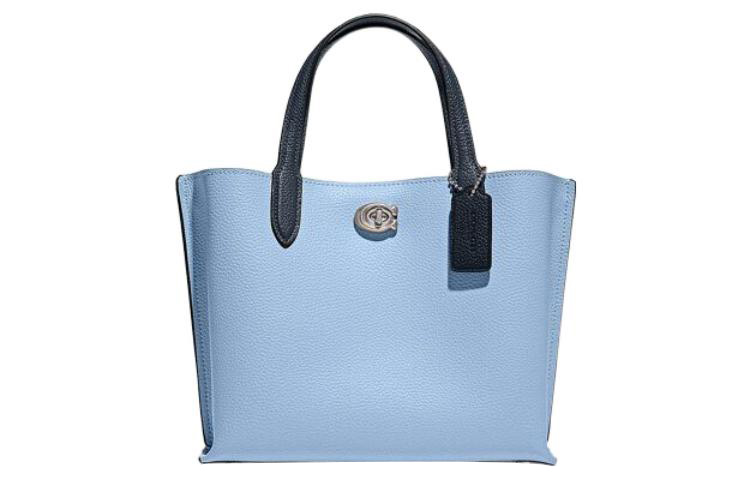 

COACH Сумка-шоппер из зернистой кожи Willow, сумка-шоппер через плечо, сумки среднего размера для женщин, светло-голубого цвета