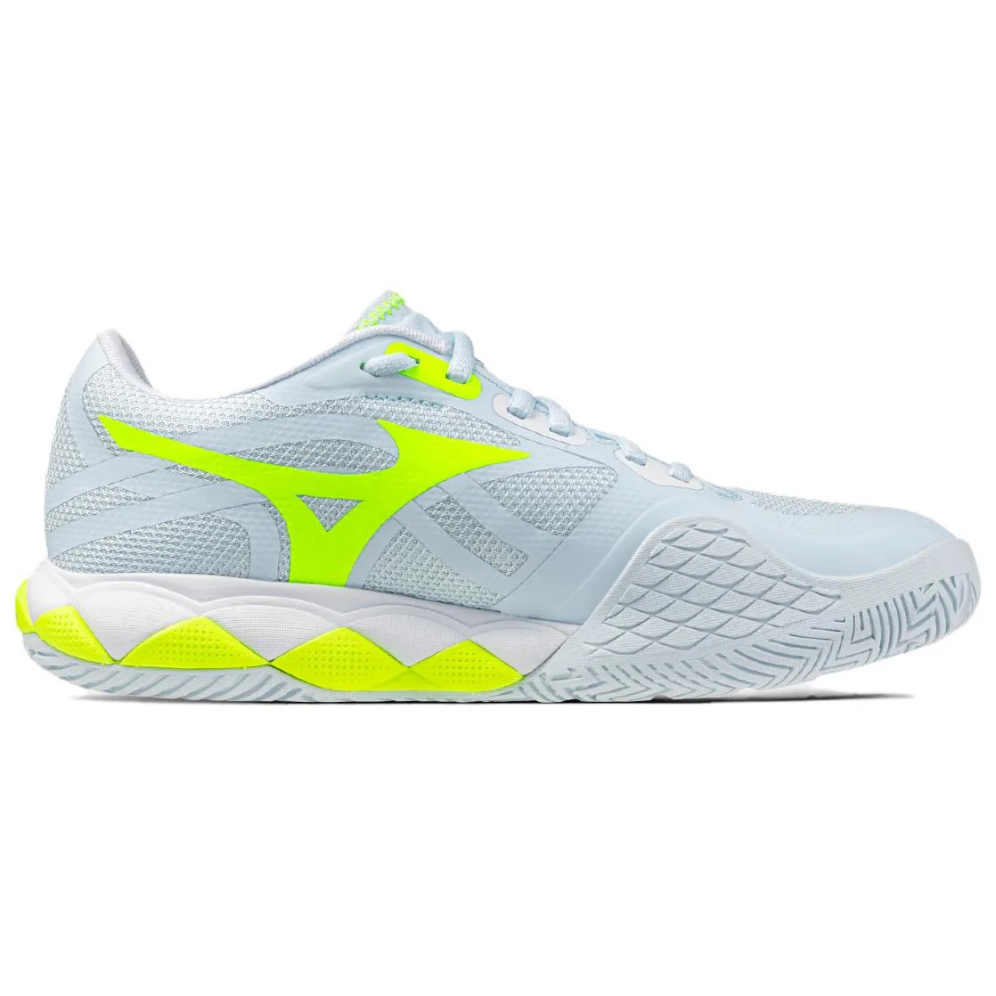 Кроссовки для тенниса WAVE ENFORCE TOUR 2 Megalodon с амортизацией и износостойкой подошвой Mizuno, Aqua Blue/Yellow — фото 4