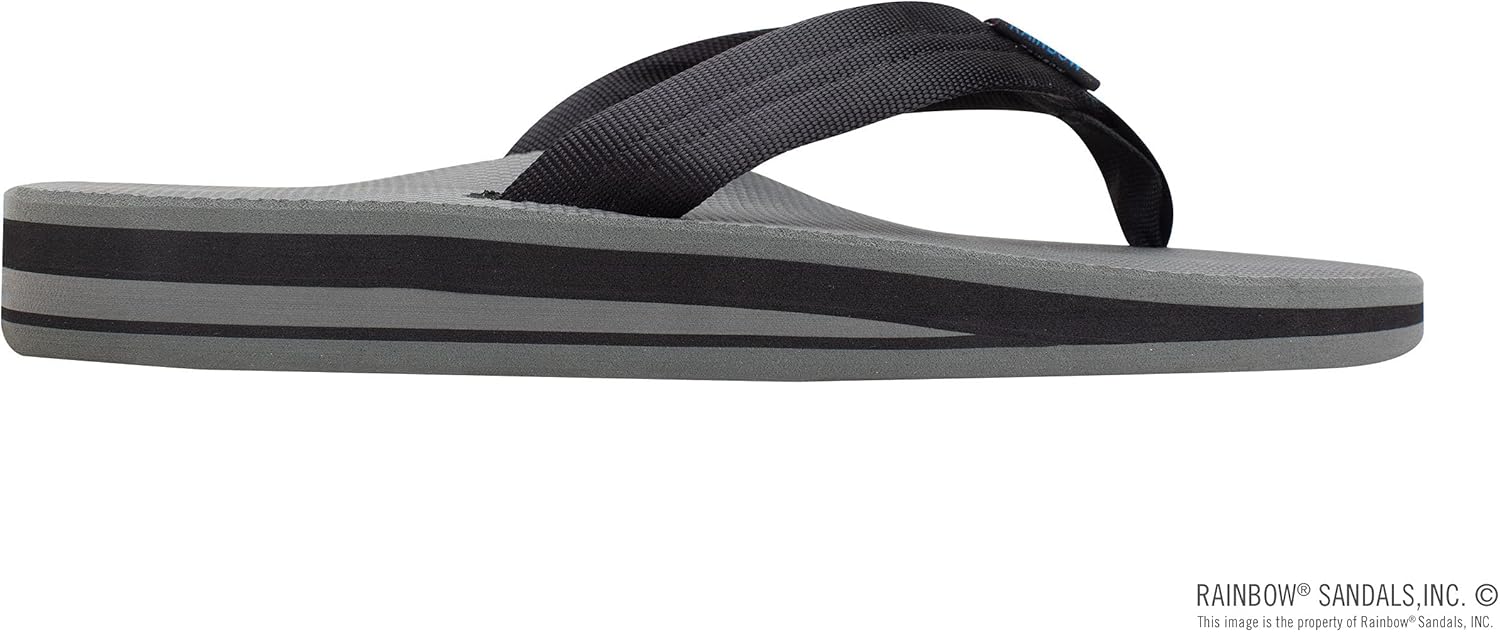 Мужские сандалии Rainbow Double Layer Soft Top 1" с нейлоновым ремешком и наполнителем из EVA-резины Rainbow Sandals, черный/серый — фото 4