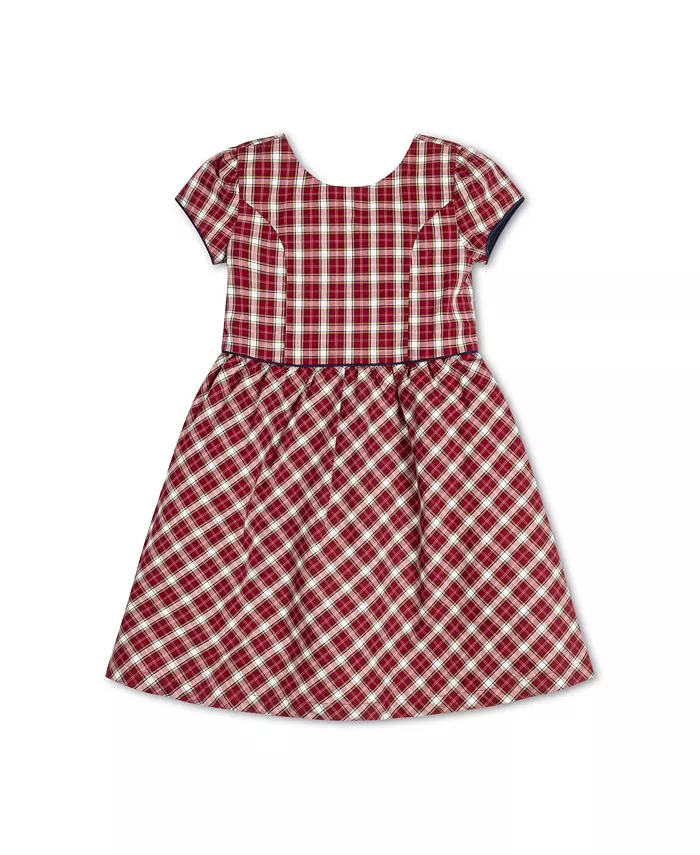 

Большие девочки короткий рукав школьное платье на пуговицах сзади Hope & Henry, красный