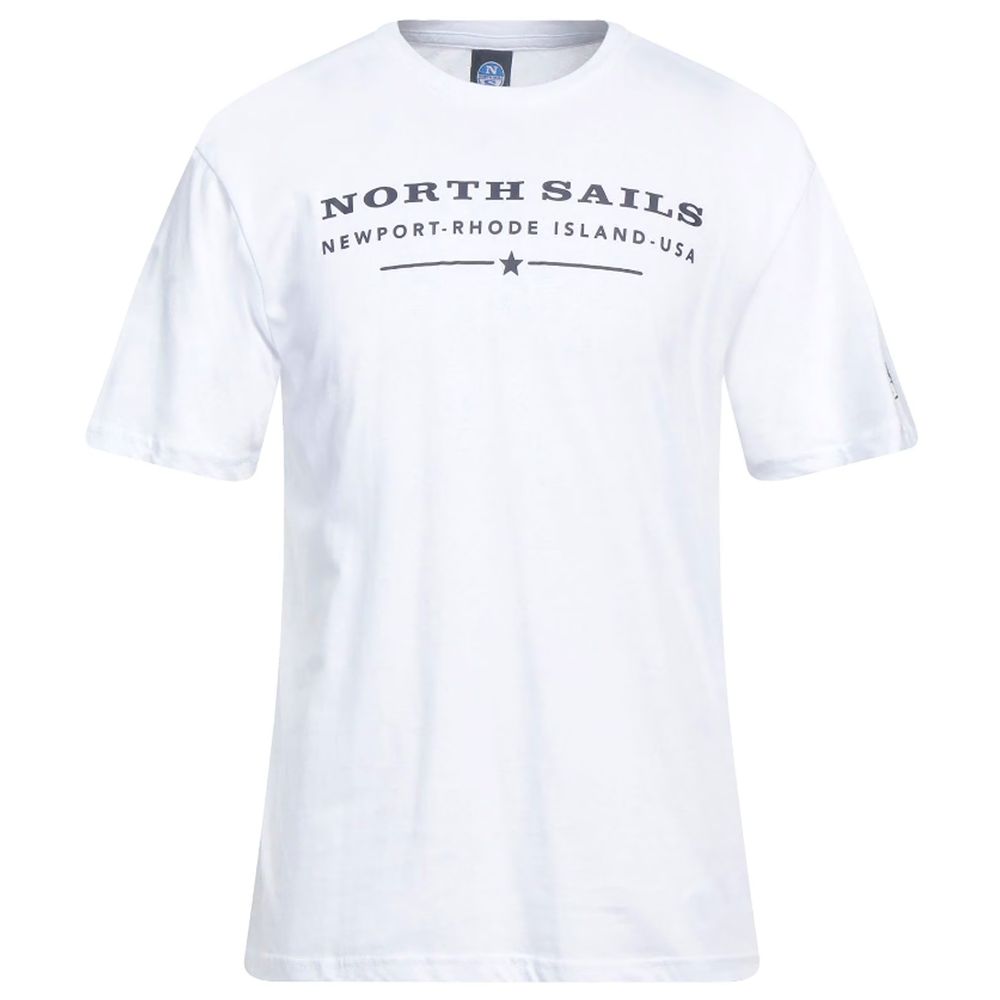 

Элегантная белая хлопковая футболка с принтом на груди North Sails