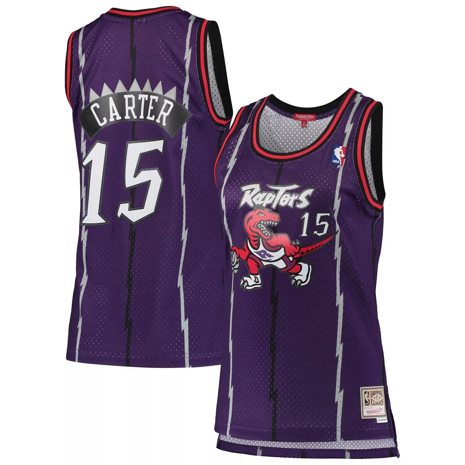 

Женская майка Mitchell & Ness Vince Carter Purple Toronto Raptors 1998-99 гг. из твердой древесины Classics Swingman