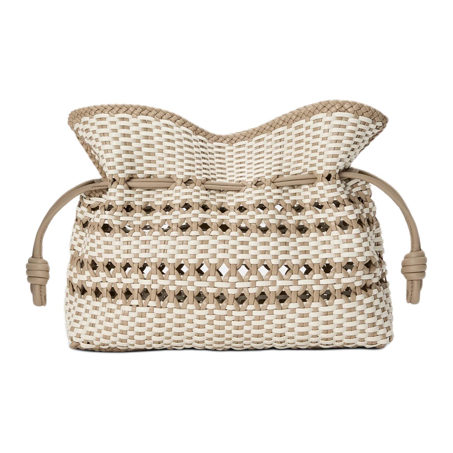 

LOEWE Клатч Flamenco из мягкой коровьей кожи Medium Women's Soft White & Taupe