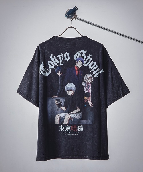 

Revo. Футболка с принтом на спине, коллаборация Tokyo Ghoul и PN UNDERGROUND Revo, серая