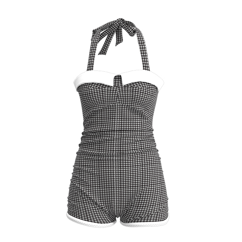 

Слитный женский купальник Atlantic Beach, Black White Plaid