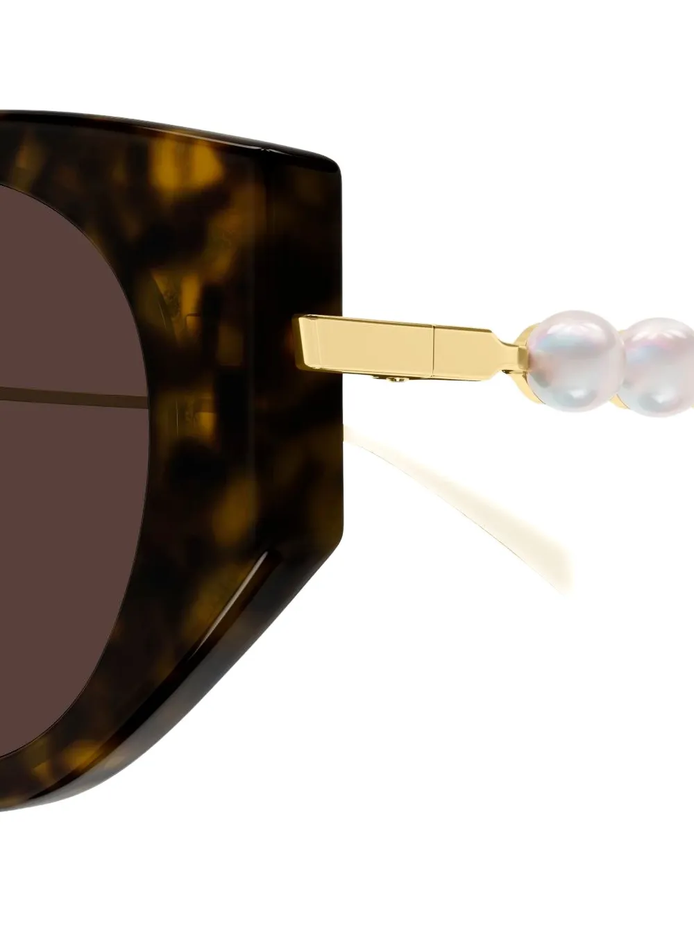 Солнцезащитные очки GG1970SA cat-eye с жемчугом Gucci, коричневый — фото 3
