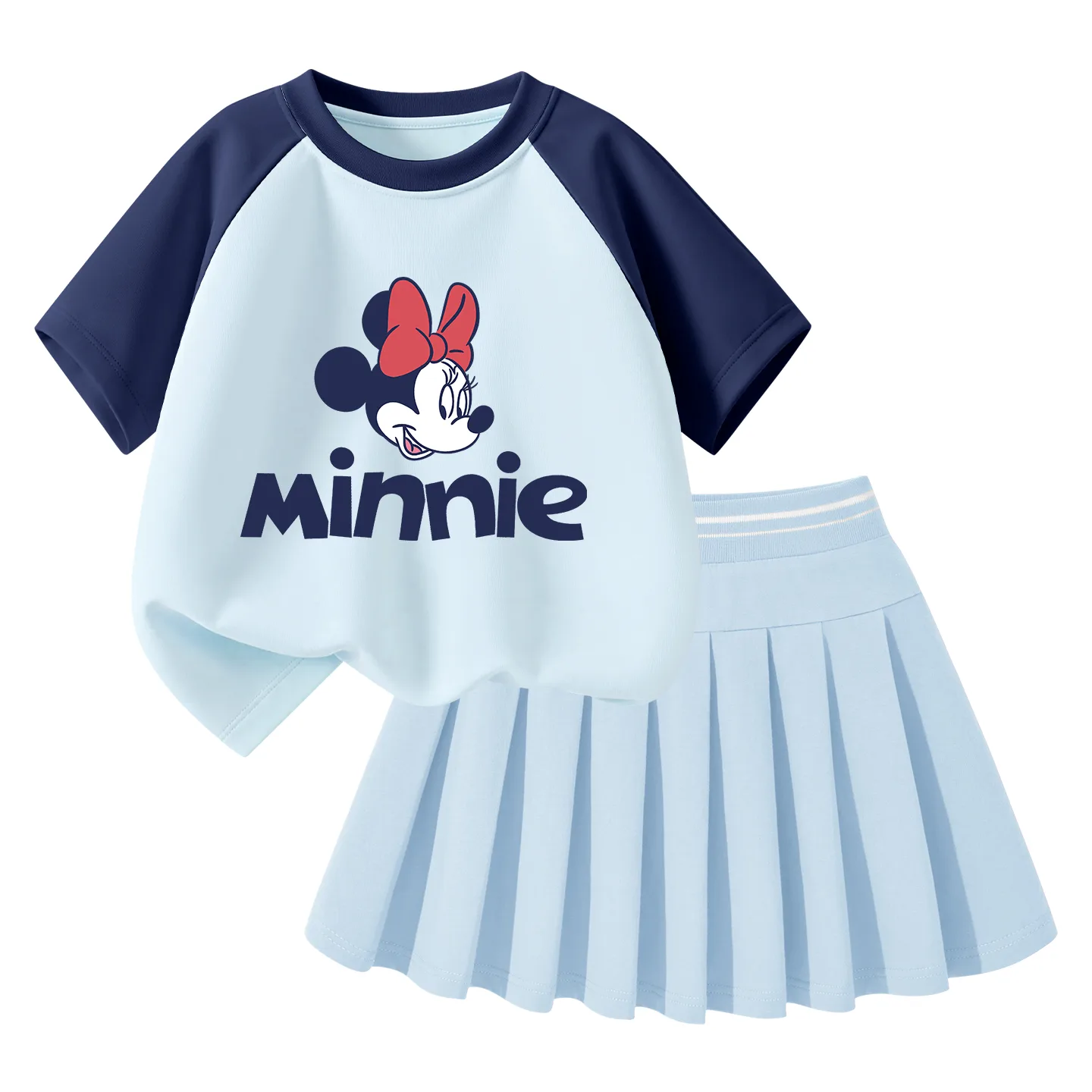 Детская спортивная футболка с круглым вырезом Disney, Di Sweet Knot Sky Blue+Solid Color Sky Blue — фото 4