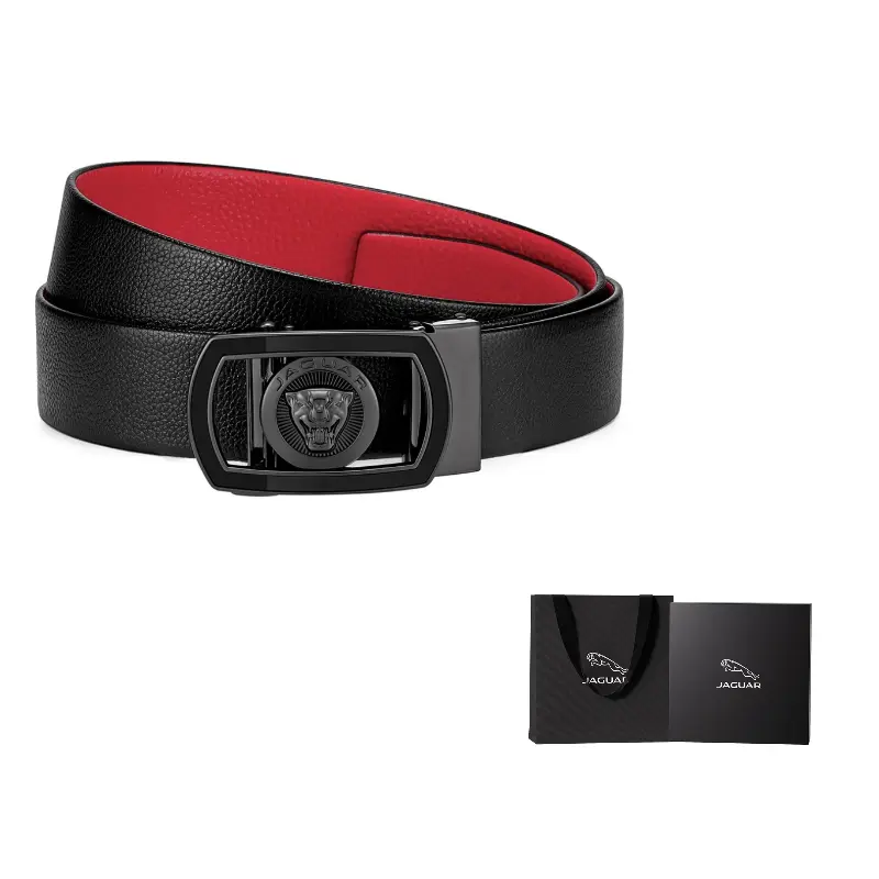 

JAGUAR Мужской кожаный ремень из коровьей кожи черный шириной 3.5 см, Black