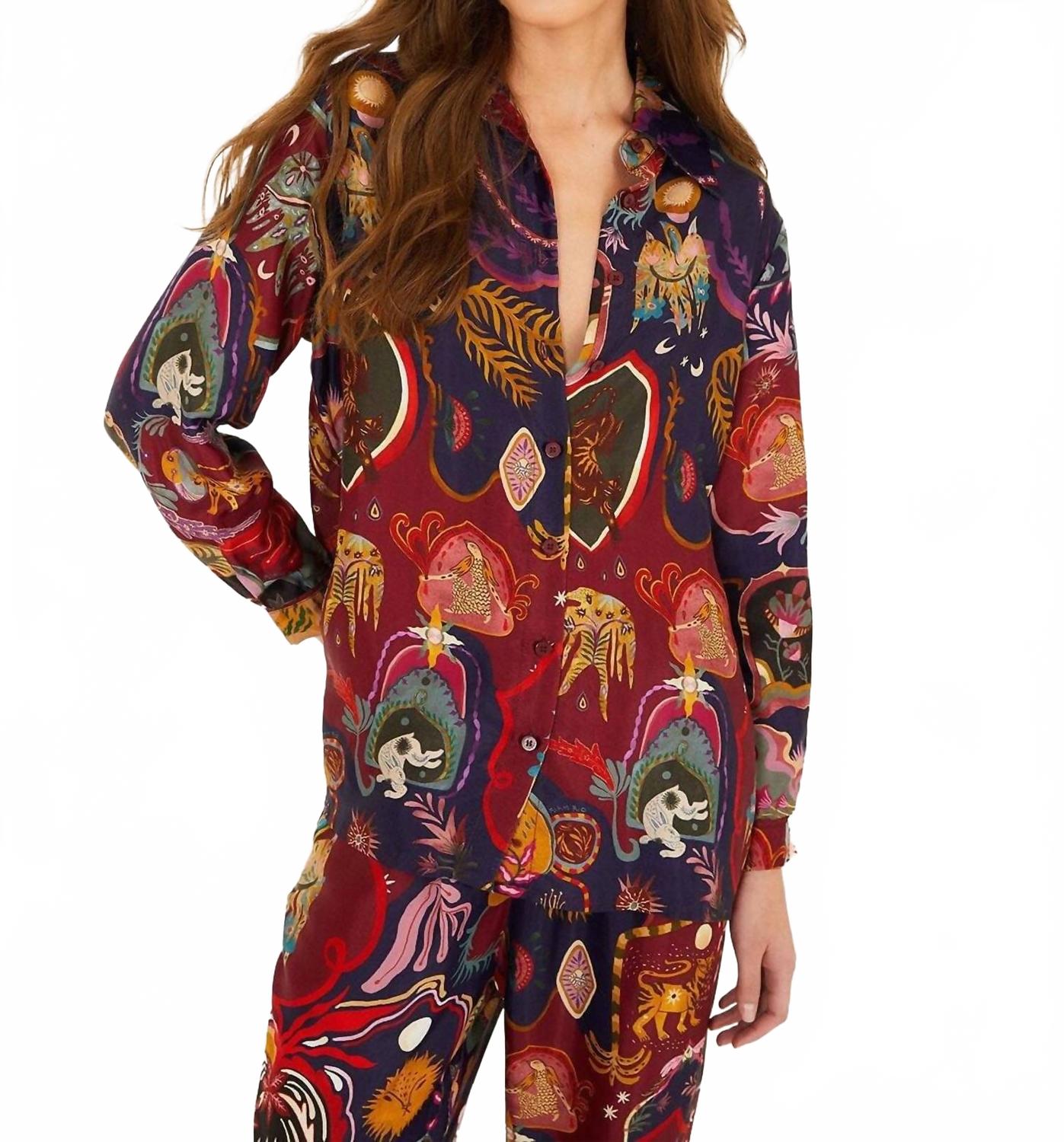 

FARM Rio Художественная сюрреалистическая вискозная рубашка Lenzing Microvero в разноцветном исполнении