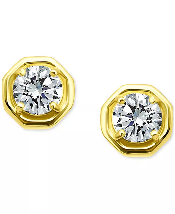 

Серьги-Гвоздики восьмиугольной формы с кубическим цирконием, эксклюзивно в Macy's Giani Bernini, gold