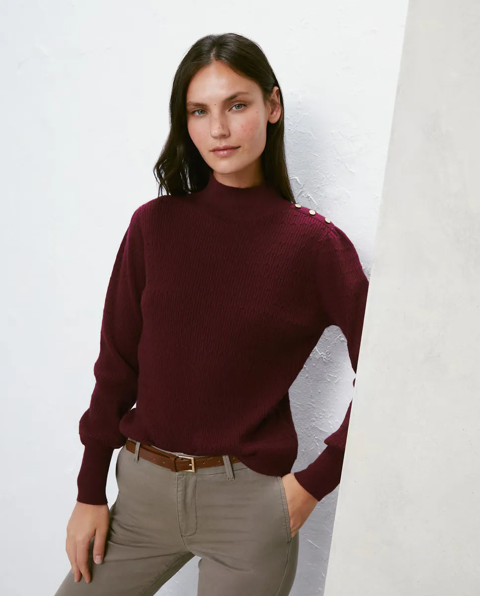

Женский свитер с длинными рукавами и пуговицами Easy Wear, бордовый