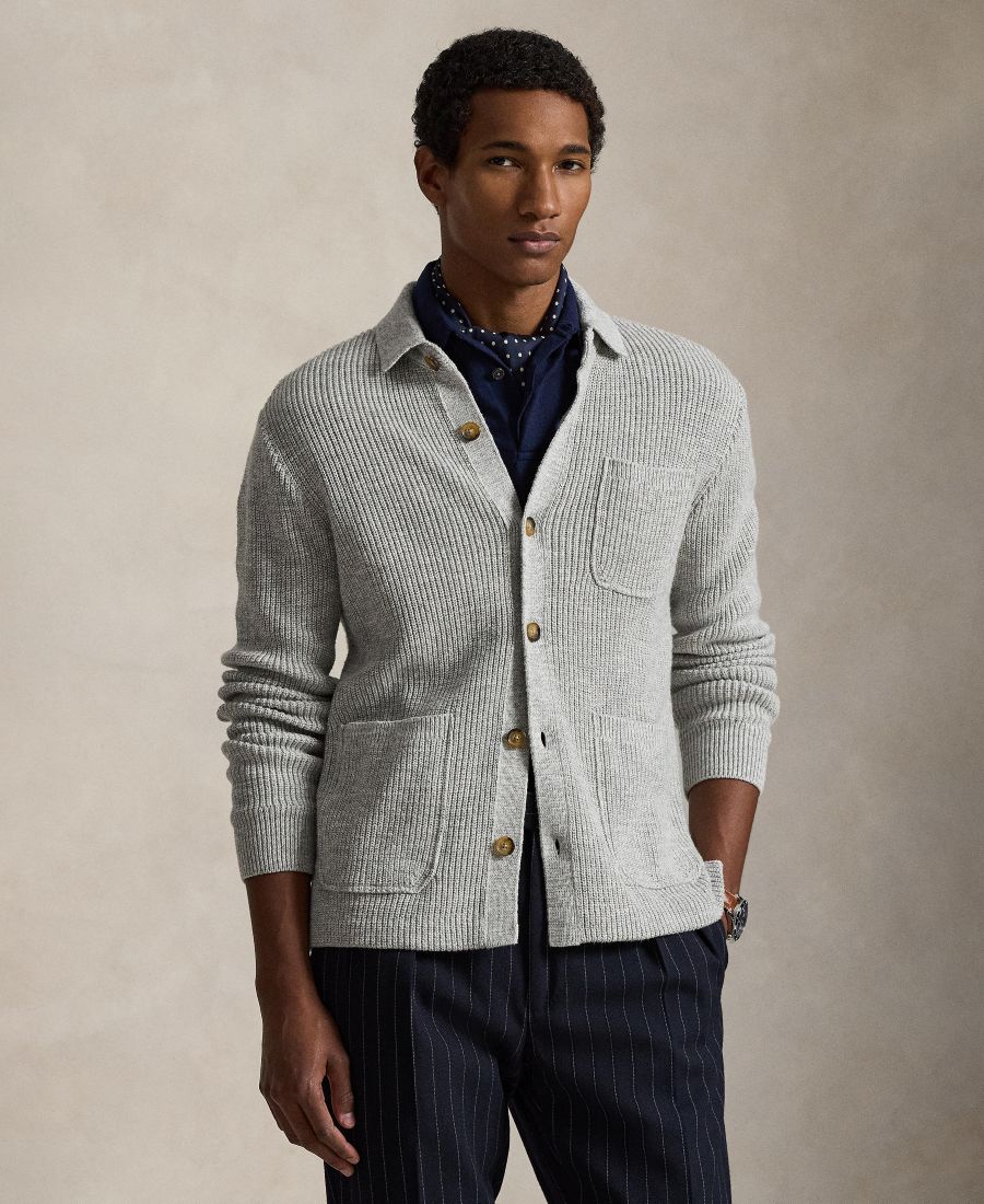 

Мужской кардиган с воротником и пуговицами спереди Polo Ralph Lauren, Grey Combo