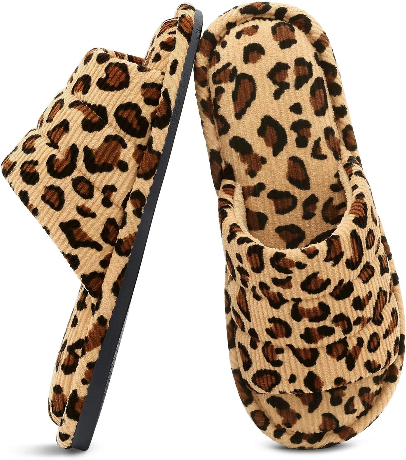 

Женские и мужские домашние тапочки Shevalues Summer, дышащие с вафельной текстурой, открытый носок, для использования дома, Leopard