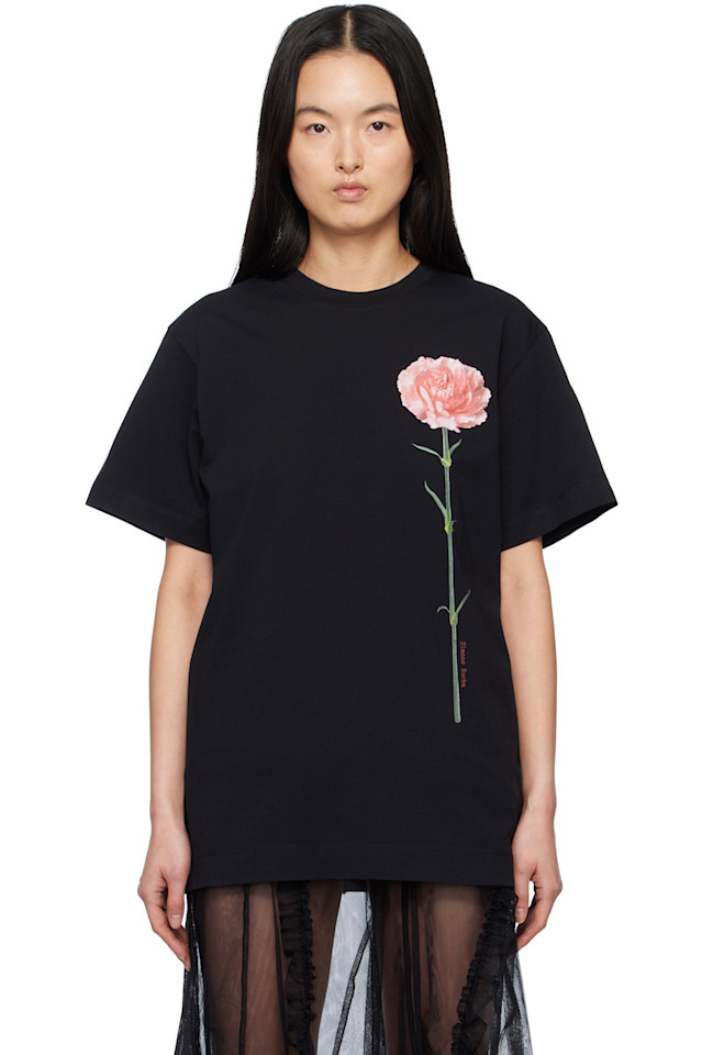 

Футболка с принтом гвоздики с коротким рукавом Simone Rocha, черный