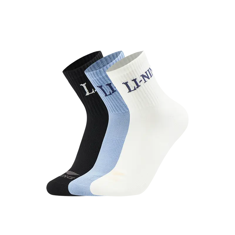 

LINING Спортивные носки Sports Life Collection Crew, унисекс, набор из 3 пар, Frost Blue/Black/Ivory