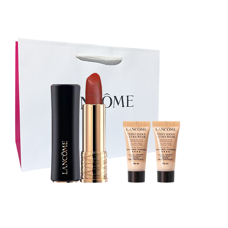 LANCOME Lankou Jingchun Black Gold маленький круглый кулон помада 196 легко растушевывается 3.4г+50мл розовая вода * 2 — фото 3