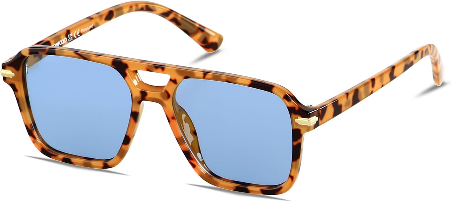 

Поляризованные солнцезащитные очки-авиаторы ANDWOOD для женщин и мужчин в стиле ретро 70-х, 80-х, 90-х годов. Модные квадратные очки-пилоты в винтажном стиле, Yellow Tortoise | Polarized Light Blue