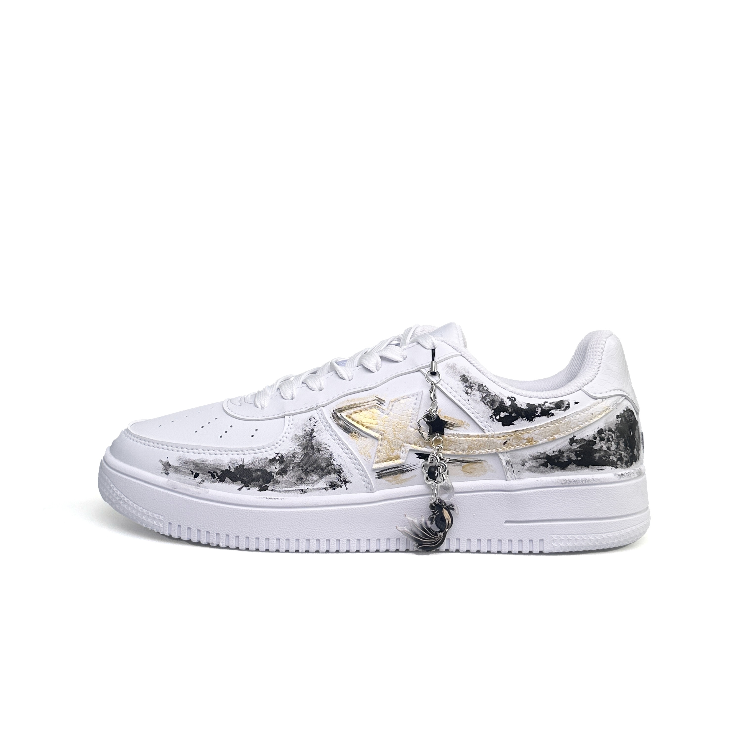 

XTEP Кроссовки Air Force One Slip, износостойкие, легкие, низкие, мужские, для скейтбординга, белые, черно-золотые