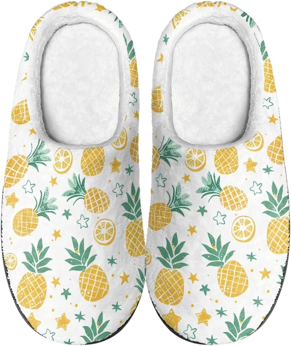 

Мужские и женские нескользящие тапочки, теплые мягкие уютные тапочки из фланели, домашняя обувь для спальни и улицы, размеры 2-12 Zcfygdx, Pineapple and Lemon Print