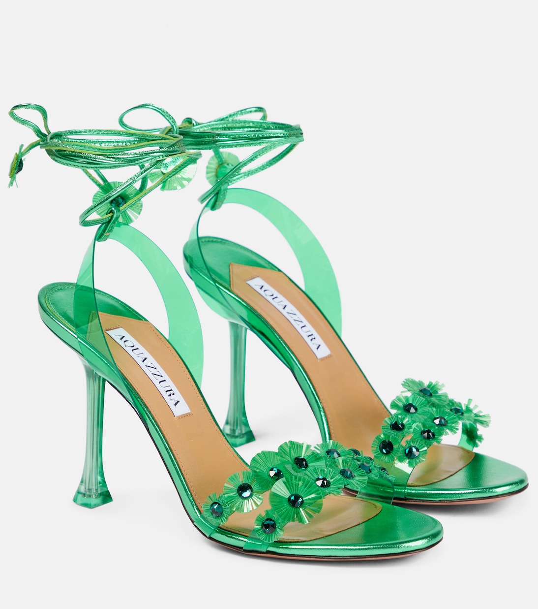 Сандалии из ПВХ с украшением в виде метеорита Aquazzura, Emerald