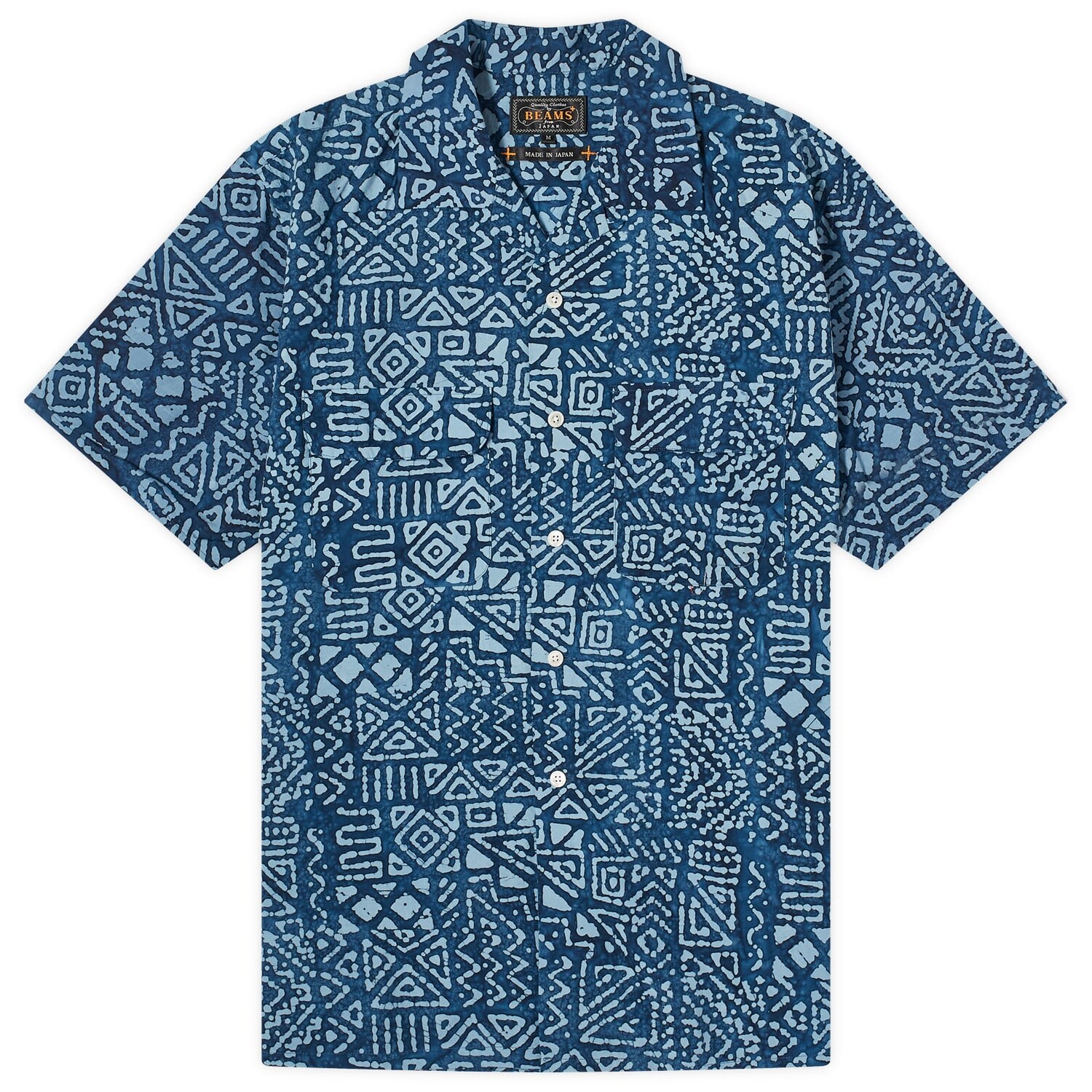 

Рубашка Beams Plus Open Collar Batik Print Shirt, синий