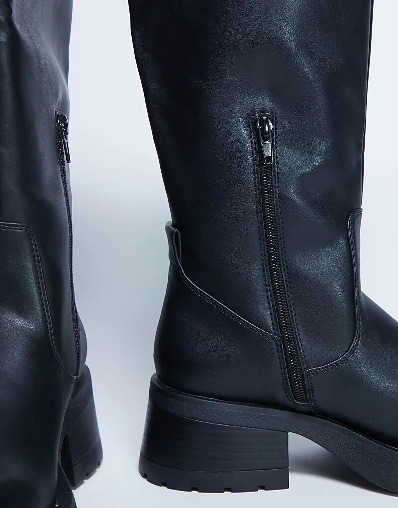 Высокие сапоги Topshop Rachel на массивном каблуке черного цвета — фото 4