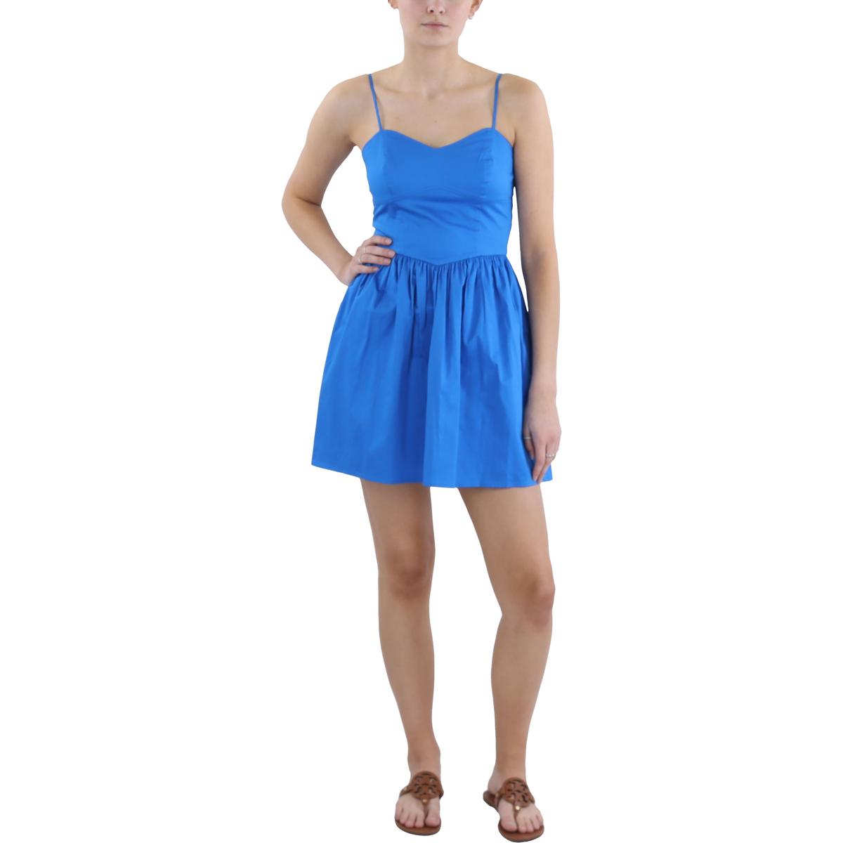 

Женское однотонное хлопковое мини-платье French Connection, цвет blue sea star