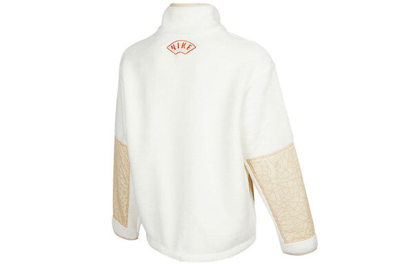 Куртка Nike CNY Chinese New Year's Edition Contrast Color Stitching Loose Sports Stand Collar Jacket Beige, цвет creamy — фото 2