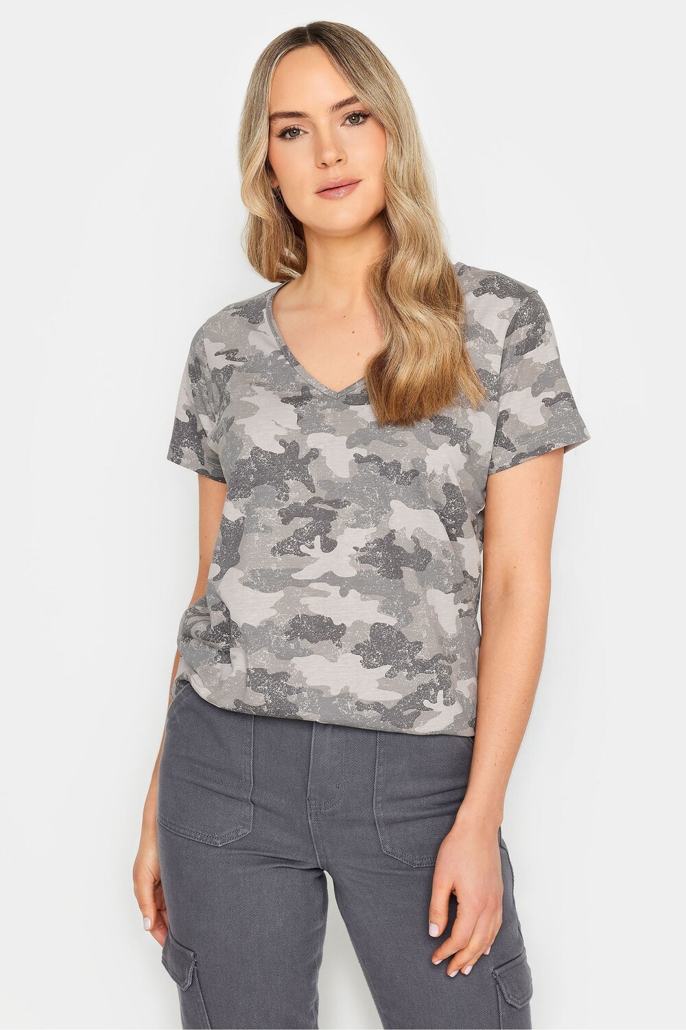 

Футболка с короткими рукавами и V-образным вырезом Long Tall Sally, серый