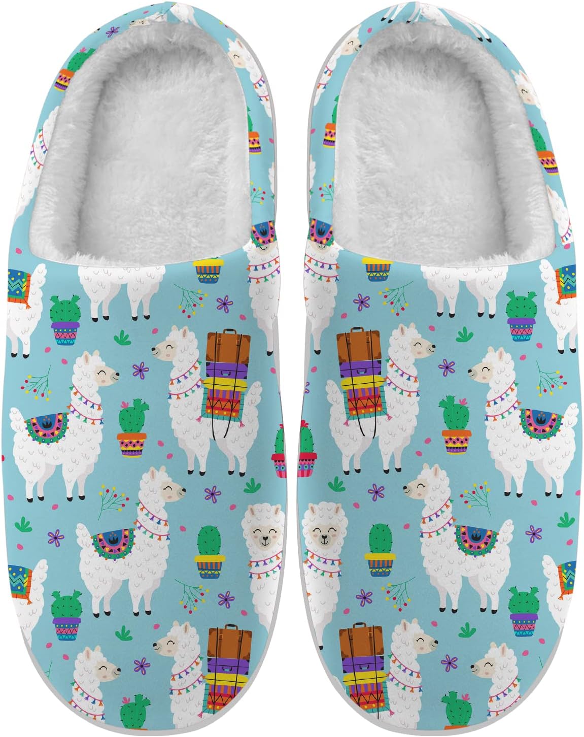 

Тапочки Ciadoon Llama для женщин и мужчин, домашние тапочки с эффектом памяти, пушистые, противоскользящие, зимние домашние тапочки, подарок, синий